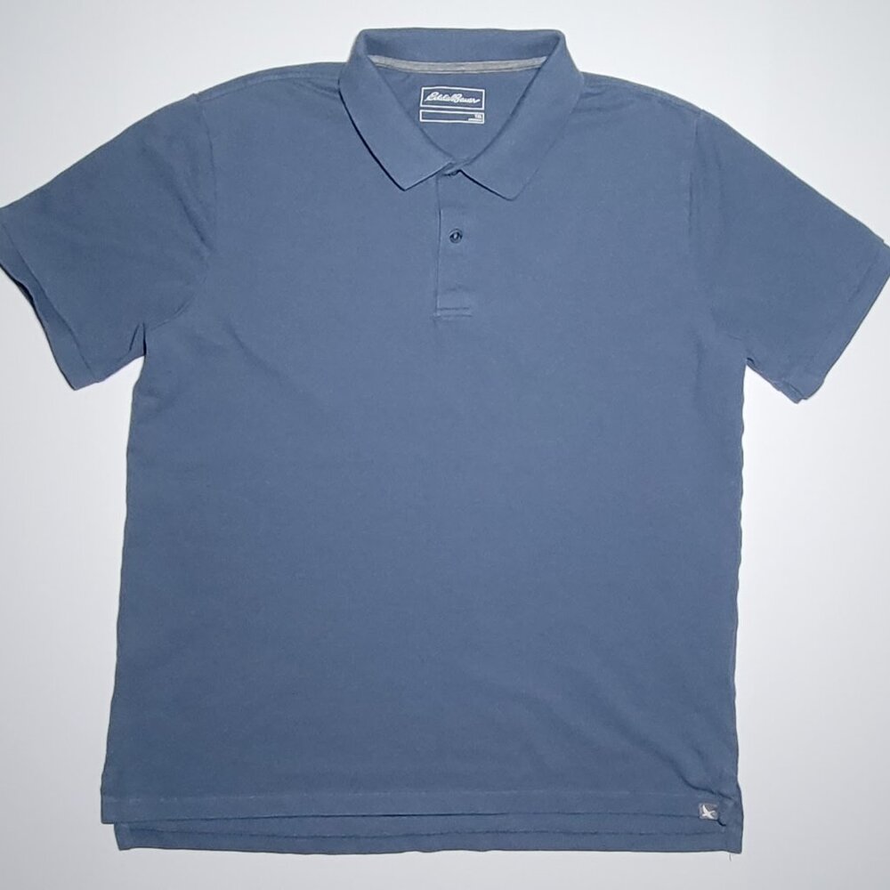 Eddie Bauer Mens Country Blue Short Sleeve Cotton Polo Size TXL